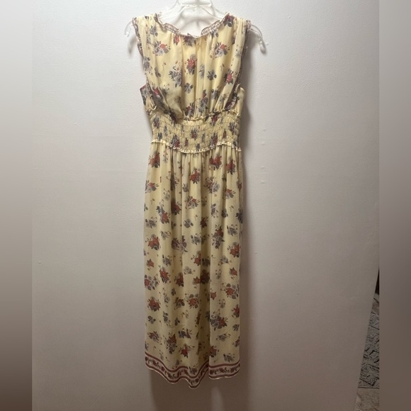 Max Studio Chic Romance Vintage Vibe Smocked Maxi Dress, Sz S, Yellow Floral - Picture 2 of 7